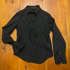 Women’s Express Button-down Collared Black shirt with Embroidery Size Small
